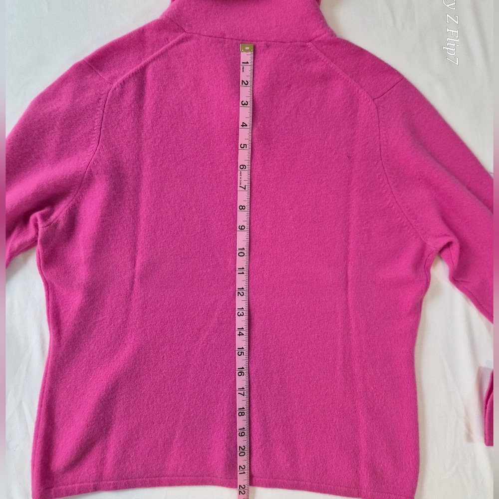 ​Valerie Stevens 2-Ply 100% Cashmere Shawl Collar Sweater - Bold Pink - Large - Picture 6 of 9